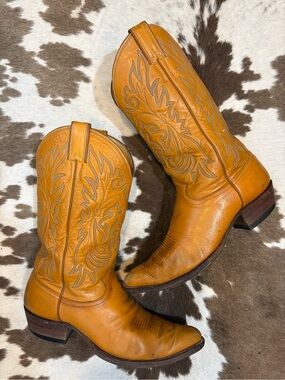 Justin Boots Tan Leather Cowboy Boots size 10.5 D men’s